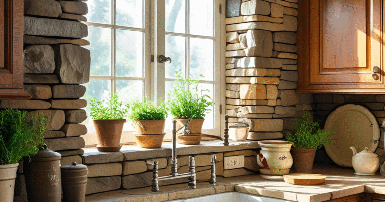 Rustic stone backsplash kitchen ideas